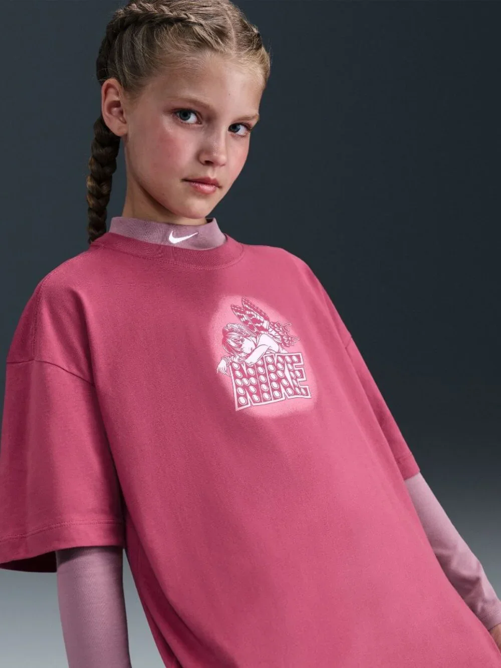 Nike Girls' Sportswear Mystical Boy Tee - Color: Sweet Beet